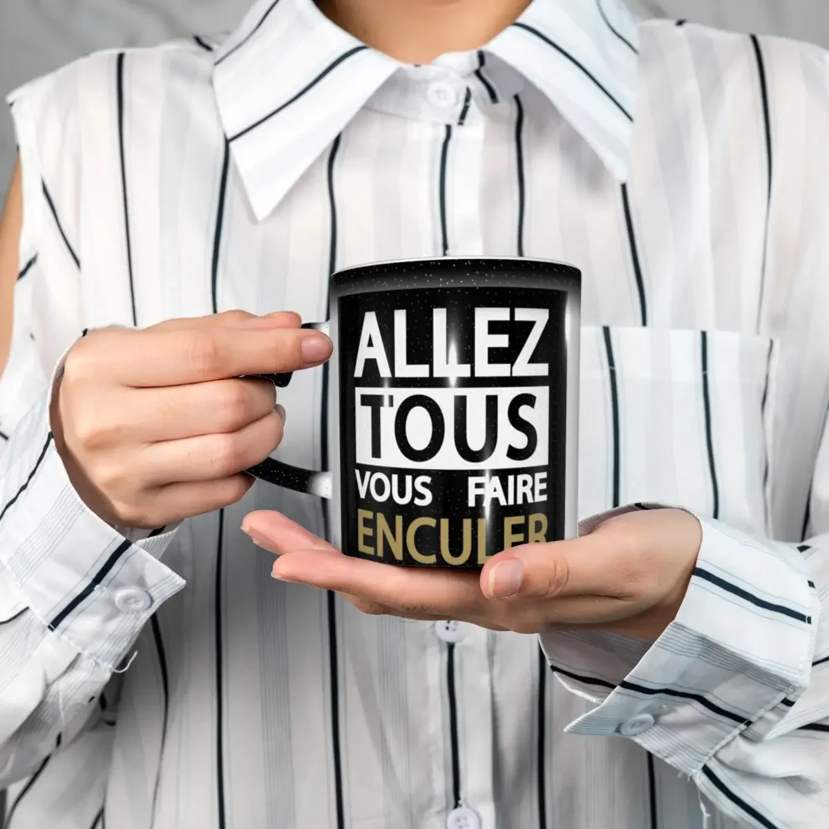Taza Divertida de Cerámica Jean Marie Bigard-ALLER TOUS VOUS FAIRE ENCULER, Tazas de Café, Tazas de Té, Taza para Leche, Regalos para Amigos