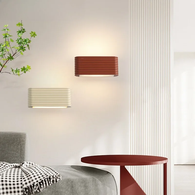 

SANDYHA Cream Style Wall Lamp Macaron Background Light LED Lighting Fixture For Home Decor Living Bed Room Staircase Corridor
