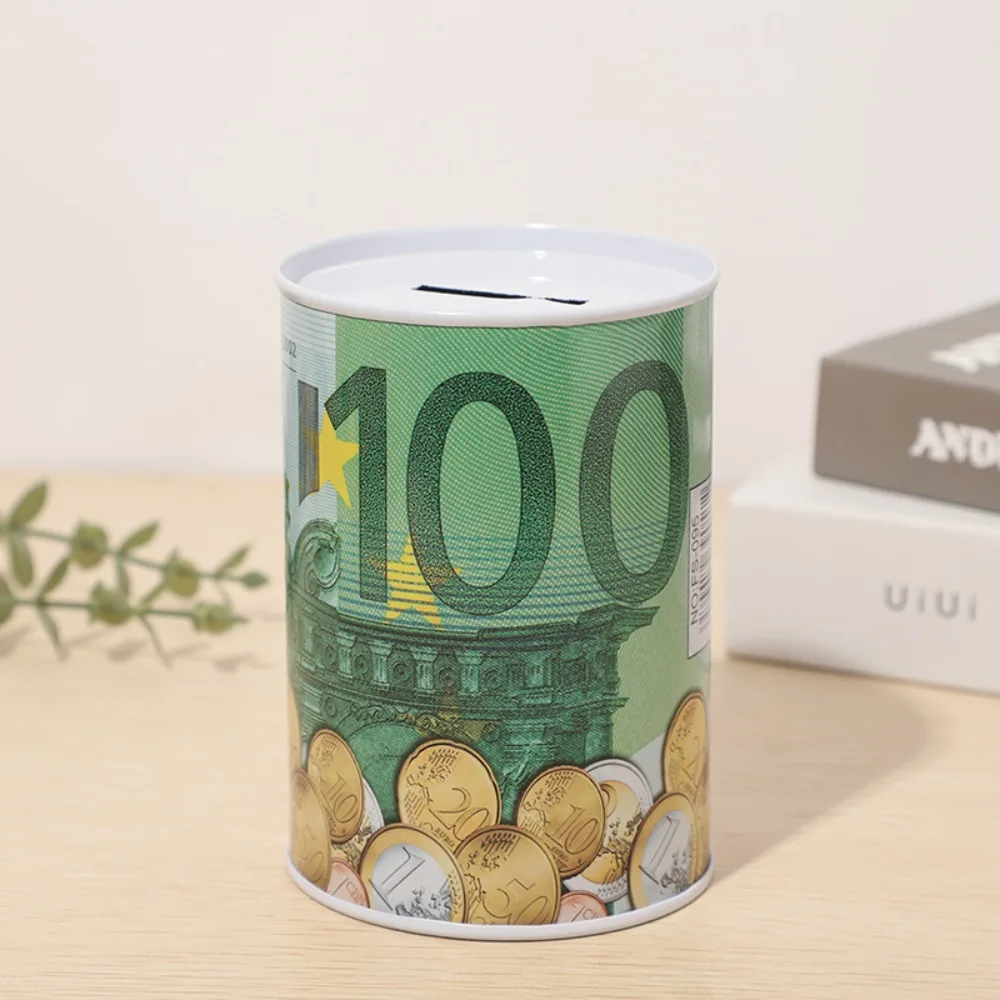 Creative Cylinder Home Decoration Durable Euro Money Box Coins Deposit Boxes Money Bank Storage Box