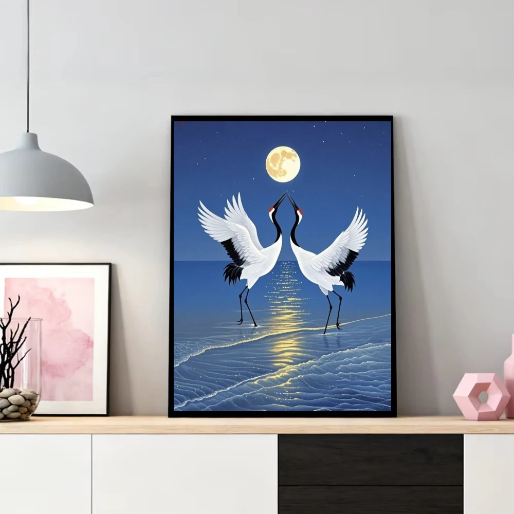 Oil Painting Elegant Red Crowned Cranes Ocean Waves By Numbers Wall Decor for Living Room Bedroom Home Decor Gift No Frame