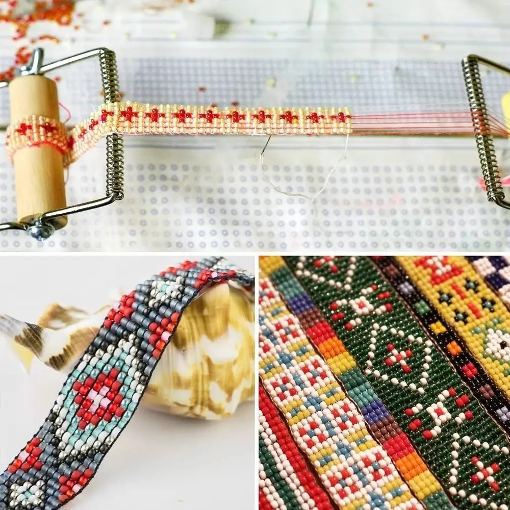 Wood Handle Bead Weaving Loom Sturdy Lightweight Beading Loom Machine Beads Knitter DIY Craft Weaving Beading Loom