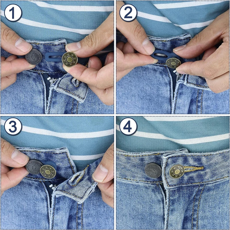 New 10/5/1PC Metal Button Extender For Pants Jeans Free Sewing Adjustable Retractable Waist Extenders Button Waistband Expander