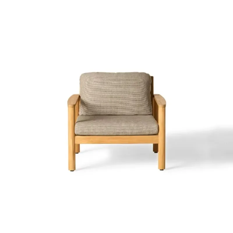 Solid Teak Wood Tropical Design Eco-Friendly Waterproof Outdoor Lounge Chair Modern Minimalist Garden Armchair Thick Villa