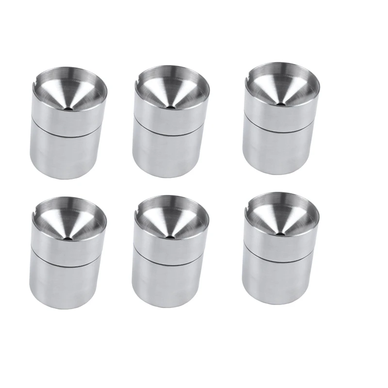 

6X Stainless Steel Car Ashtray Smokeless Auto Cigarette Ashtray Ash Holder Creative Windproof With Lid Ashtray