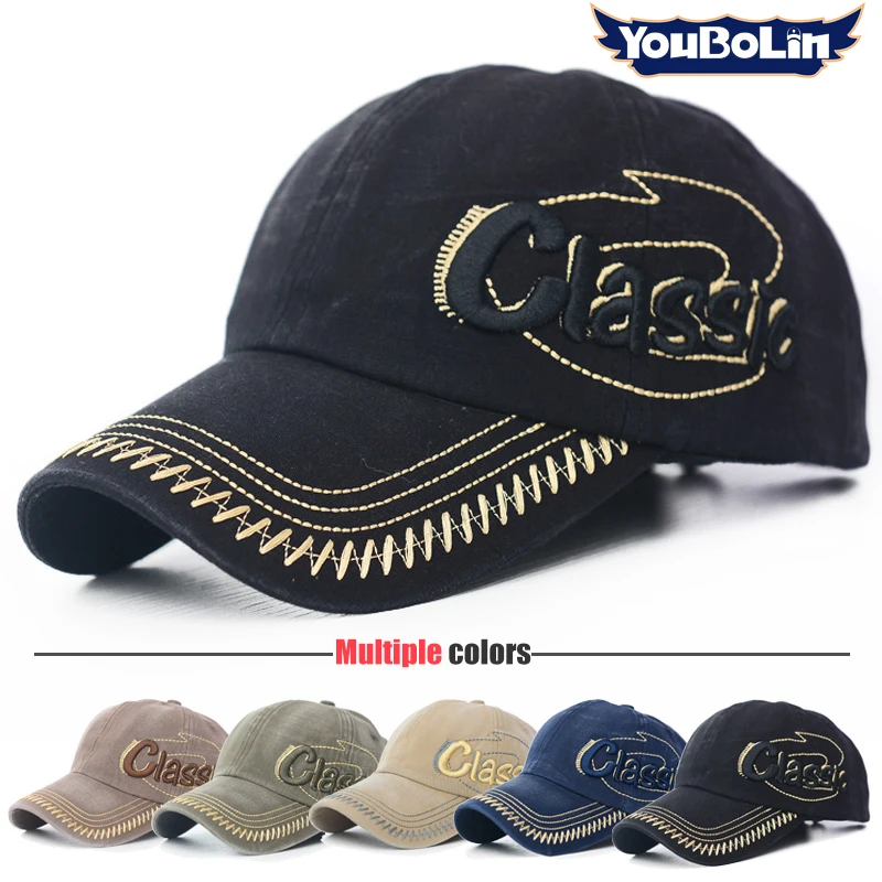

New spring men's baseball cap washed old hat retro letter three-dimensional embroidered sun hat