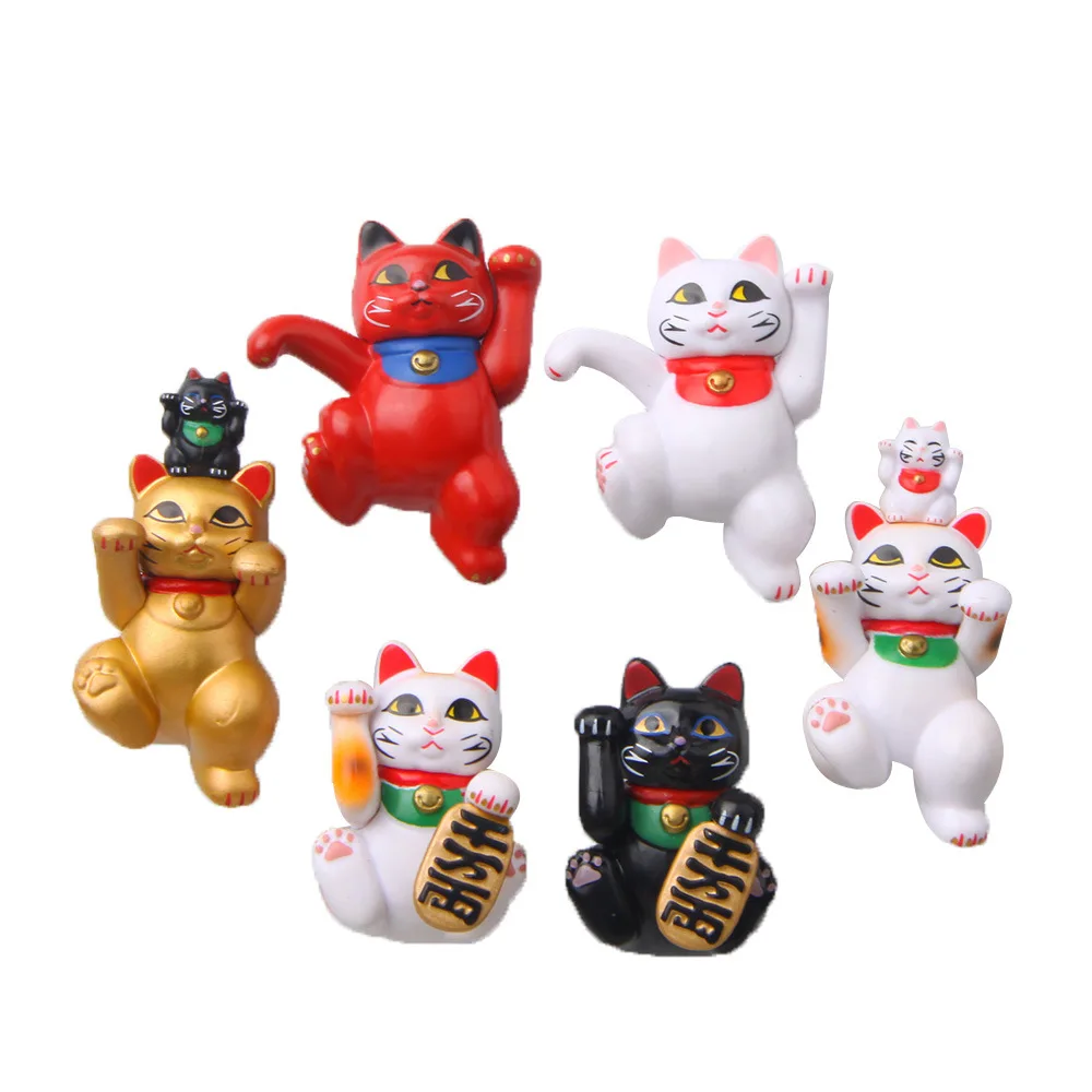 Creative Cartoon Animal Magnetic Sticker PVC Lucky Cat Cute Fridge Magnet Ornaments Kitten Model Toys Kitchen Decor Accessories