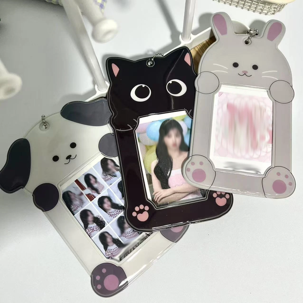Kpop Photocard Holder z brelokiem Y2K PhotoCard Holder Kpop Charm Holders Kawaii Photo Card Keychain