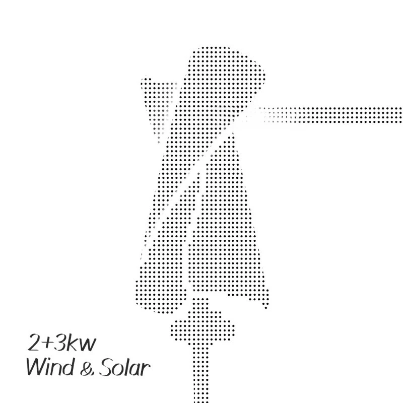 Y 2kw Wind Turbine and 3kw Solar Panel Hybrid Combination 5kw Free Power Generation System for Home Farm Landscape Use