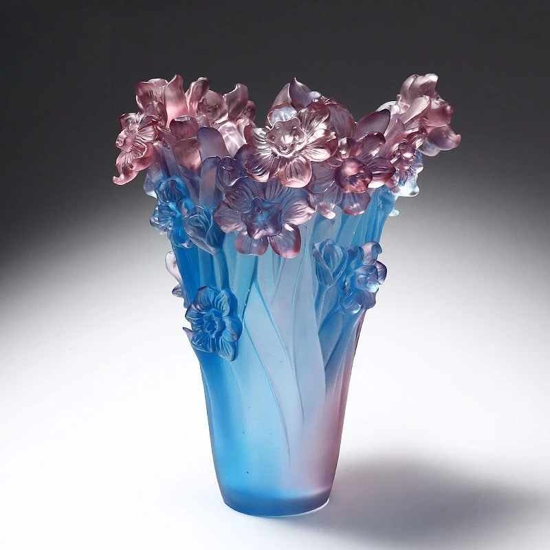 ZMLCross-border new arrival glass art ornaments narcissus vase home furnishings crafts living room practical gift decoration