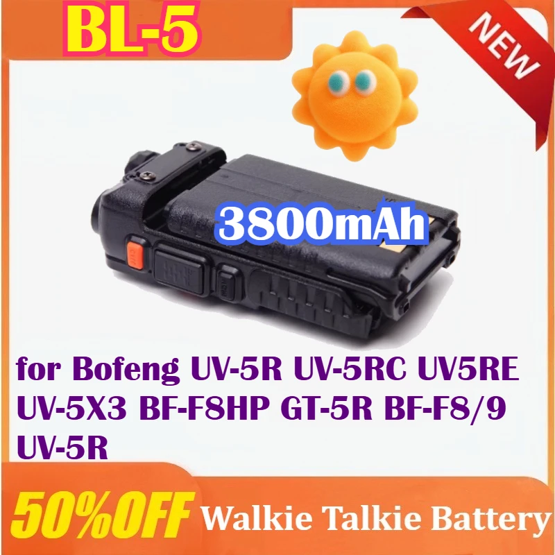 

BL-5 3800mAh For BAOFENG Walkie Talkie Battery for UV-5R UV-5RC UV5RE UV-5X3 BF-F8HP GT-5R BF-F8/9 UV-5R Two Way Radio