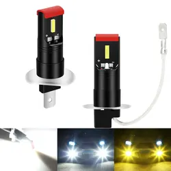 Lâmpada do farol LED para carro, luz de nevoeiro, super brilhante, plug and play, LED branco, luz de condução DRL, 2PCs, H1, H3