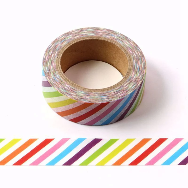 10pcs/Lot Decorative Rainbow Stripes Washi Tapes DIY Craft Journal Scrapbooking Stickers Adhesive Masking Tape Kawaii Papeleria