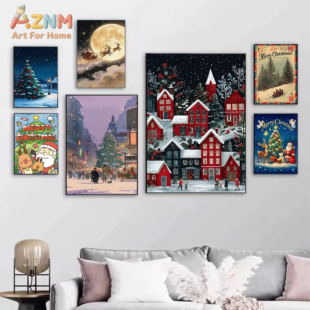 Rice Bowl Vintage Oriental Poster Christmas Winter Scene Canvas Wall Art Print Unframed Canvas Painting Home Living Room Bedro