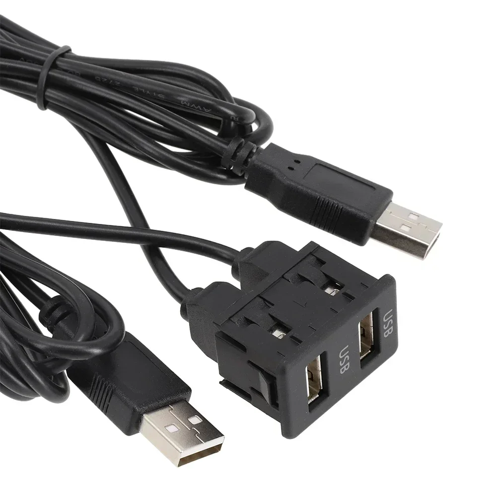 1x 150CM AUX USB USB A-Type Car Dash Correct Connector Direct Installation Dual USB Extension Adapter Port Panel