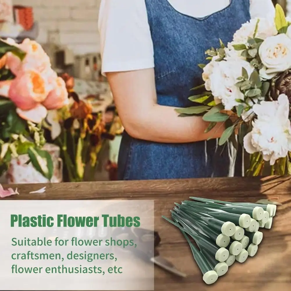 25pcs Plastic Planting Tube Multi-purpose Water Containers Pole Lengthened Nutrient Tube Flower Shop Supplies Flower Packaging
