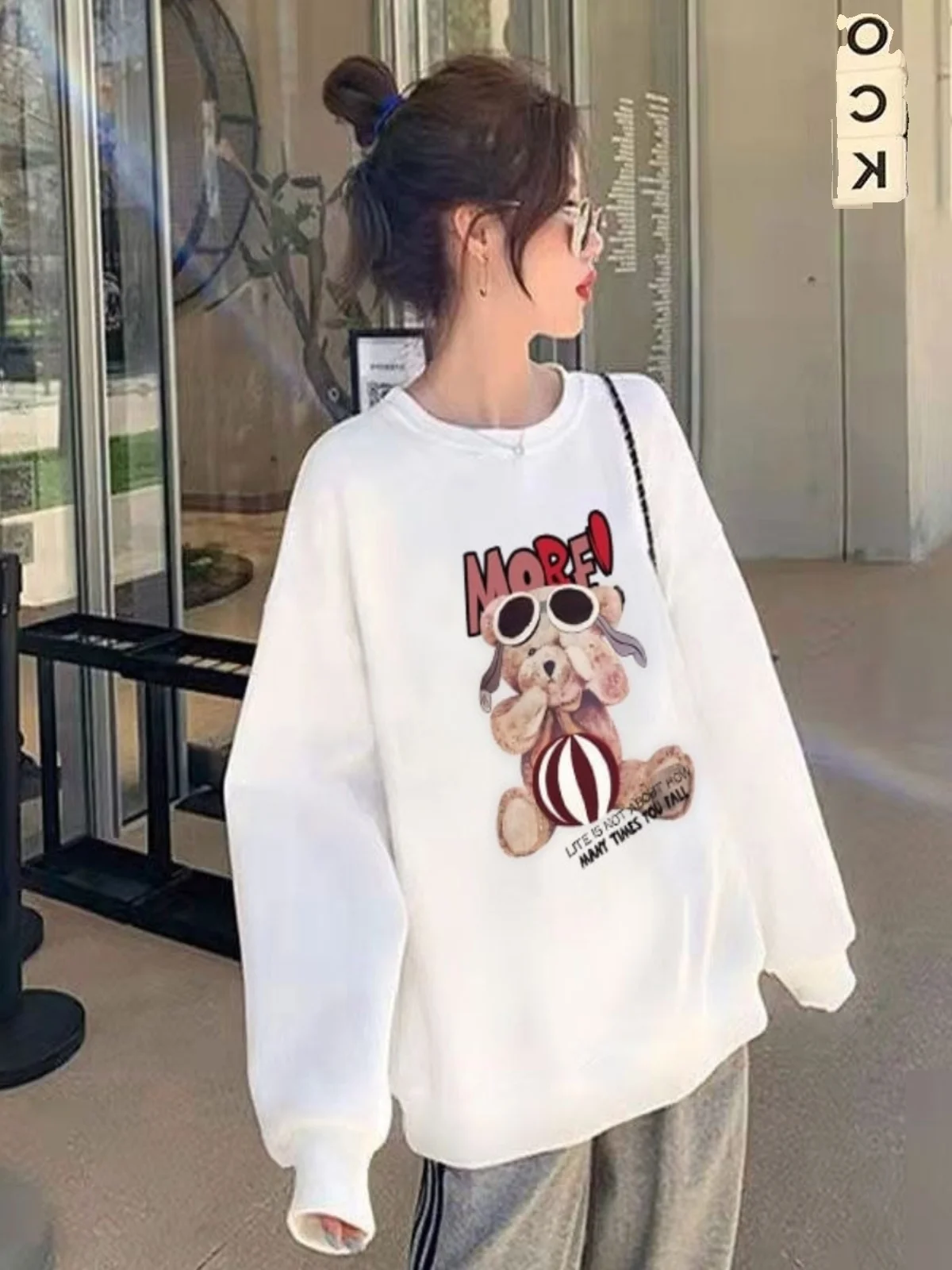 

Женская толстовка с круглым вырезом и длинными рукавами, на флисовой подкладке, свободного кроя, удобная, в американском стиле, зимний топ.