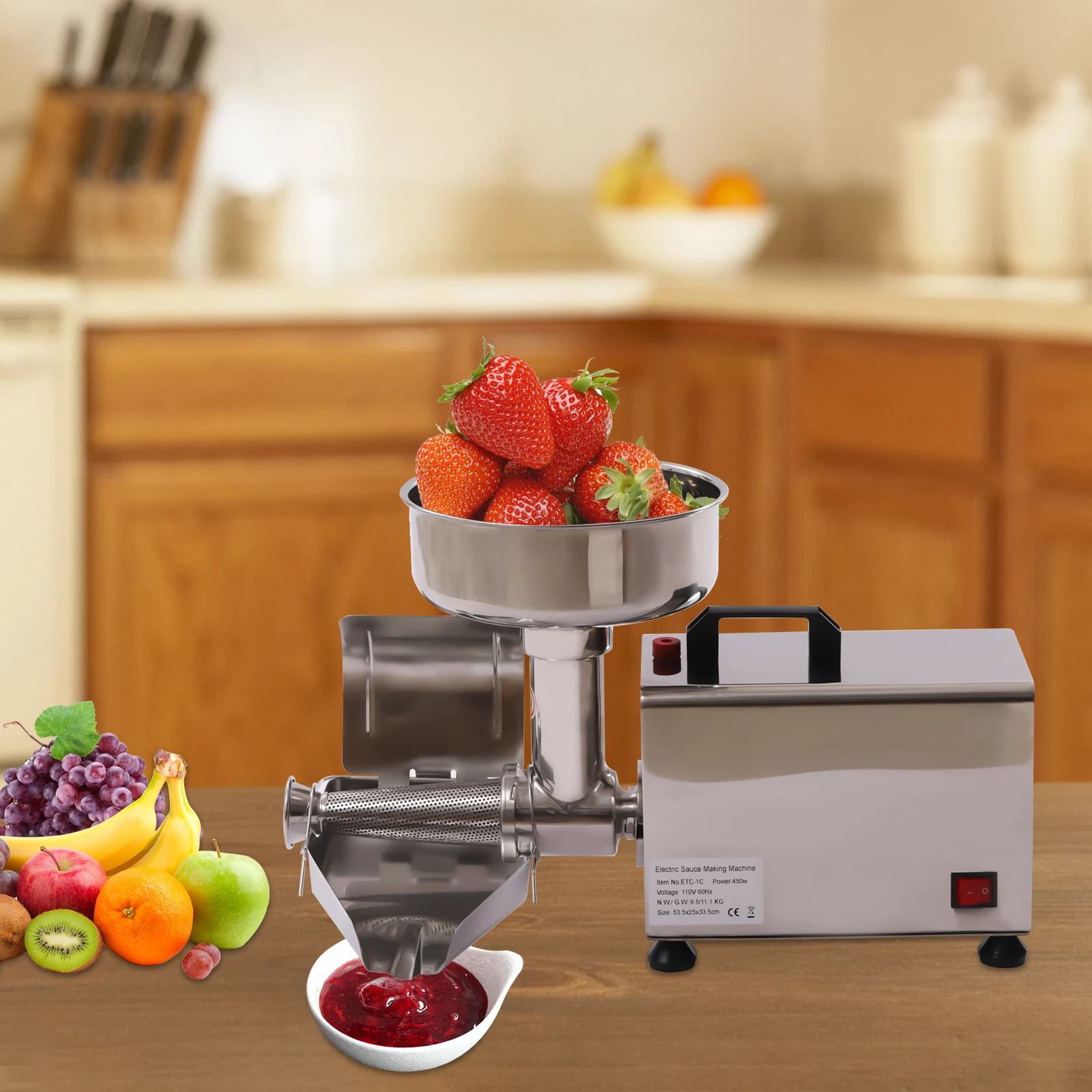 

Электрический сито для томатов 110 В, фрезерный станок для томатов из нержавеющей стали мощностью 450 Вт для изготовления кетчупа, клубничного соуса, черничного соуса