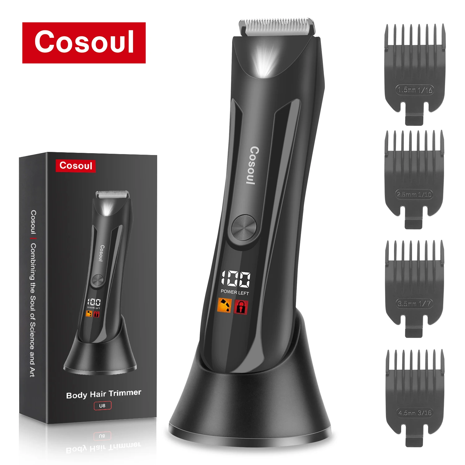 Cosoul Body Hair Trimmer for Men Ball Trimmer Pubic Hair Shaver Intimate Area Hair Removal Bikini Trimmer Women Groin Trimmer