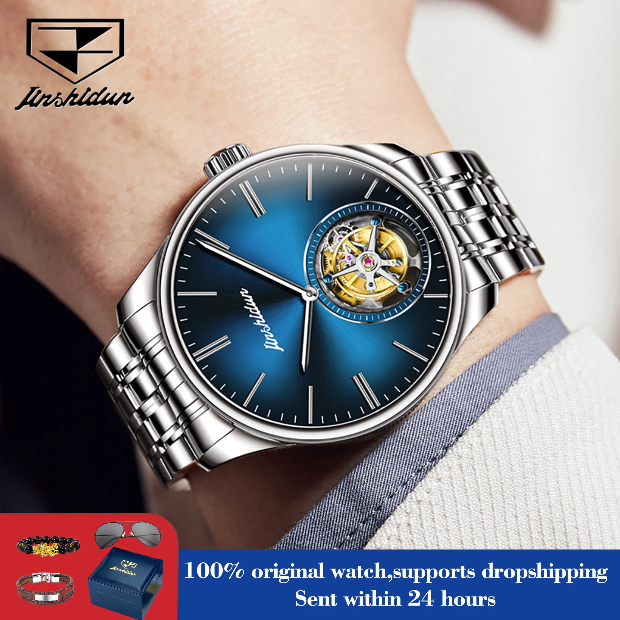 

JSDUN 834 мужские часы с полым турбийоном, механические часы для мужчин, 50 м, водонепроницаемые, с сапфировым зеркалом, ручные часы, ремешок из нержавеющей стали