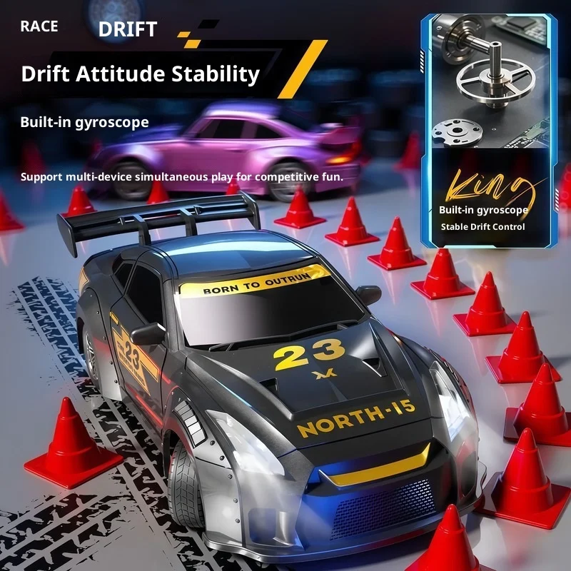 신형 1:43 RC 풀 프로포션 드리프트 카 고속 GTR 원격 조종 장난감 차량 자이로 스티어링 스로틀 사륜구동
