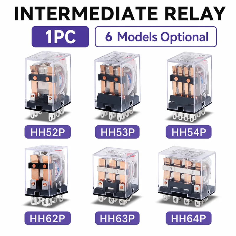 1PC HH52P HH53P HH54P HH62P HH63P HH64P DC12V DC24V Electromagnetic Intermediate Relay 8 11 14 Pin Control Switch LED Indicator