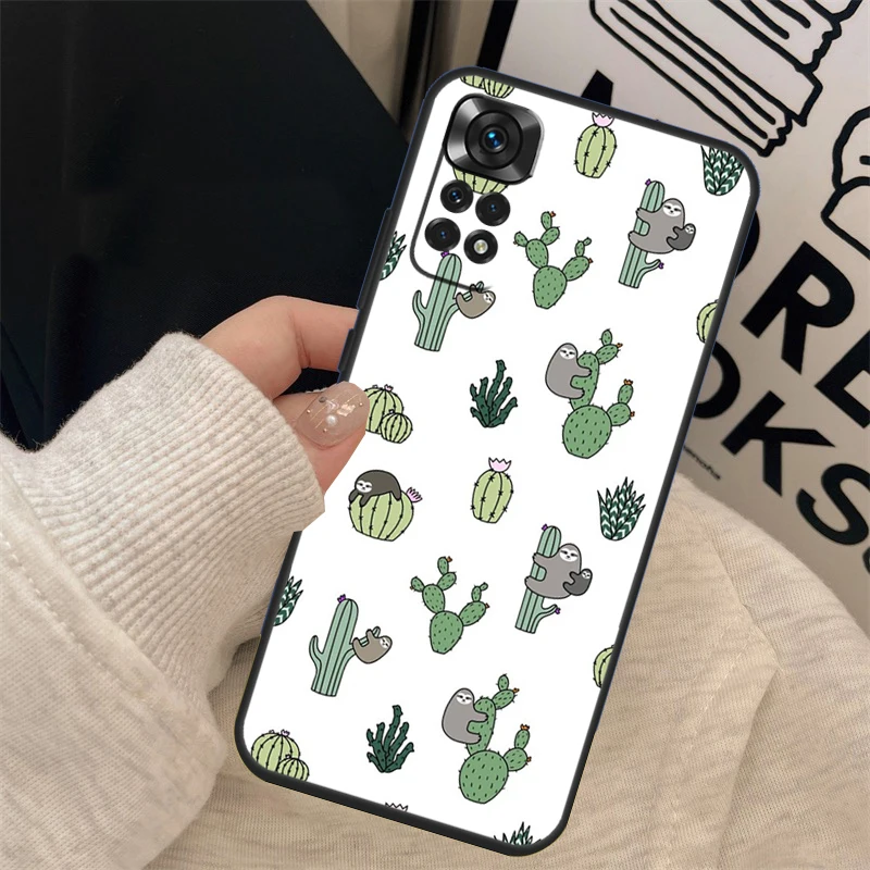 Cacti Sloths Cover For Xiaomi Redmi Note 12 11 Pro 8 9 10 Pro 12S 10S 11S 9S Redmi 12 9C 10C 12C Case