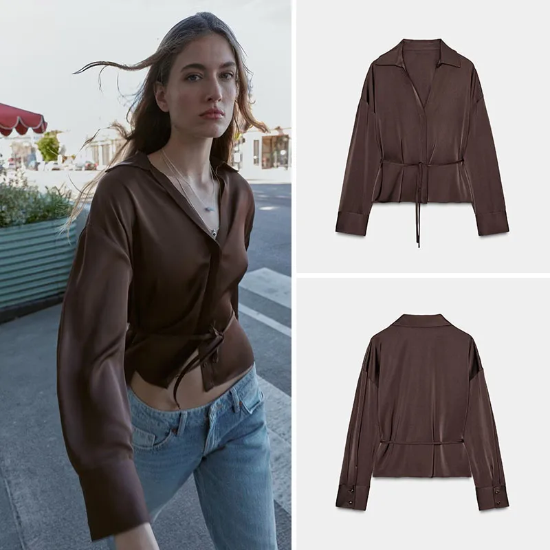 

Весенняя новинка: женское длинное платье из атласной ткани с воротником и поясом, в этническом стиле, для молодых женщин, сценический костюм.