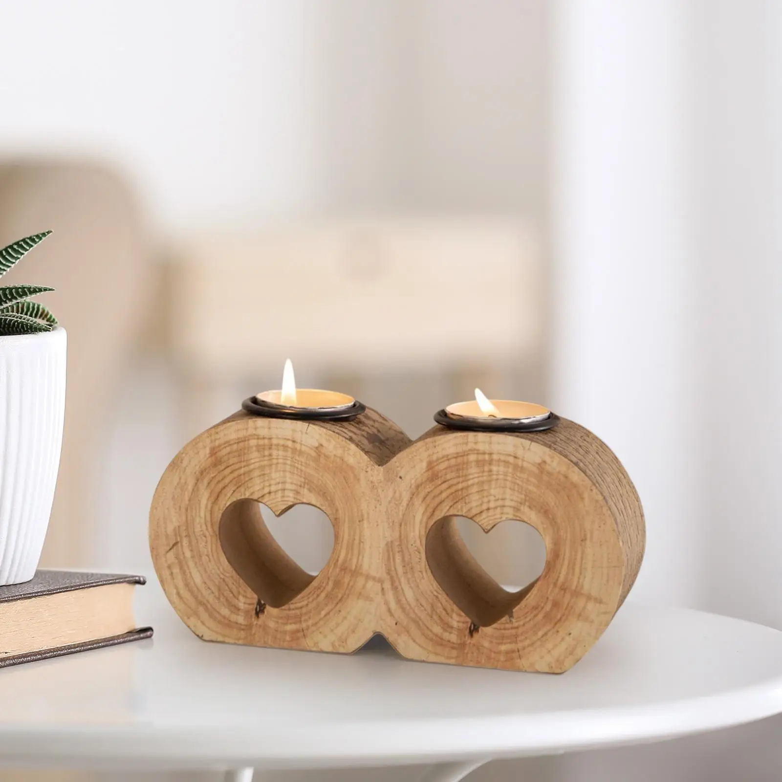 Heart Tea Light Candle Holder Wood Tealight Candle Holder for Party Festival