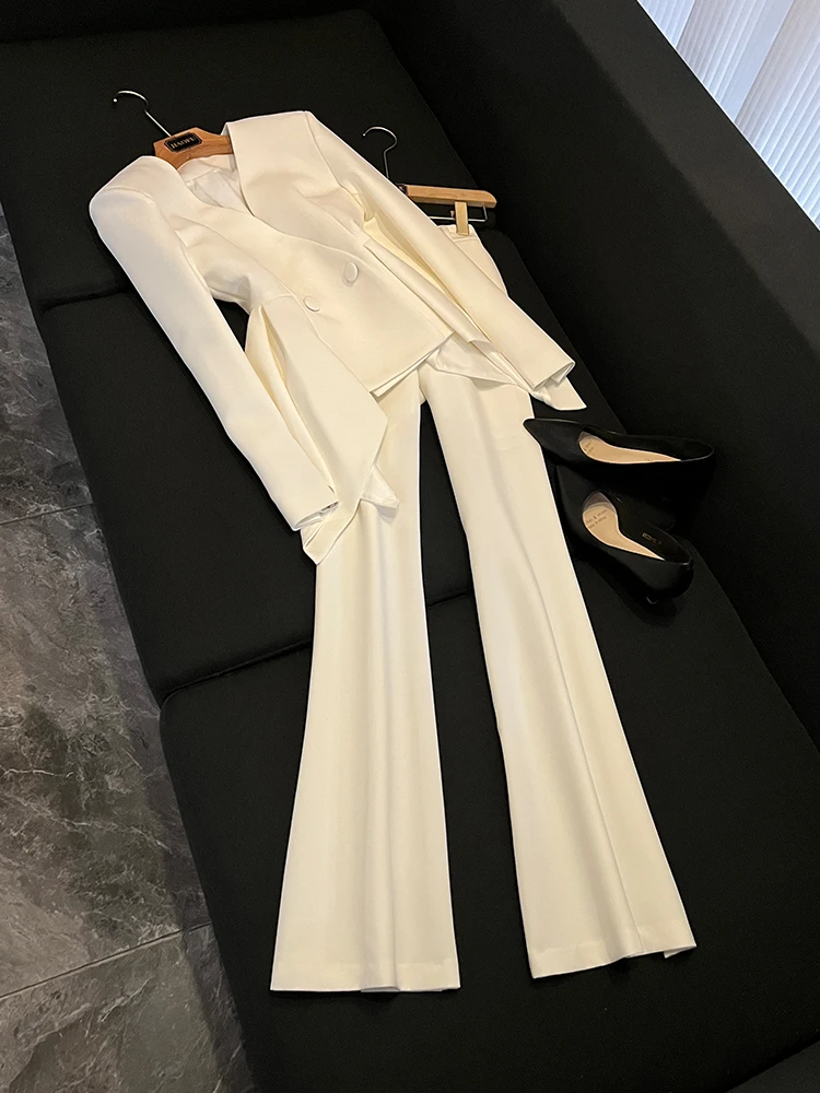 

Ele New Sle Slim Fit Jaet Top и комплект брюк-клеш с микро-расклешенными брюками, женский костюм с юбкой трапециевидной формы, китайский брендовый осенний костюм...