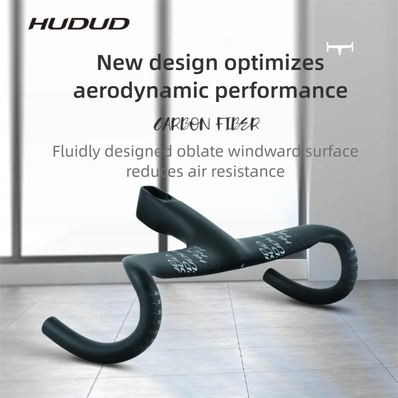 HUDUDロードバイクフル内蔵カーボン一体型ハンドルACR対応　+2cmスタック HUDUD W07 ロードバイク カーボンファイバー一体型ドロップハンドル
