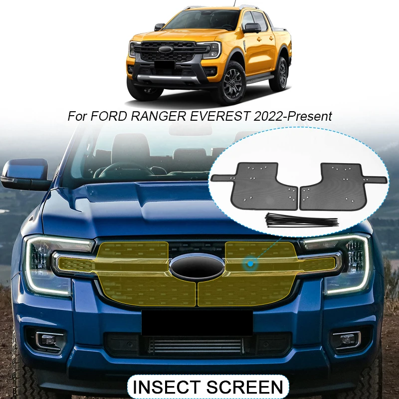 

2PCS Car Insect-proof Air Inlet Protection Cover Insert Vent Racing Grill Filter Net Accessory For FORD RANGER EVEREST 2022-2025