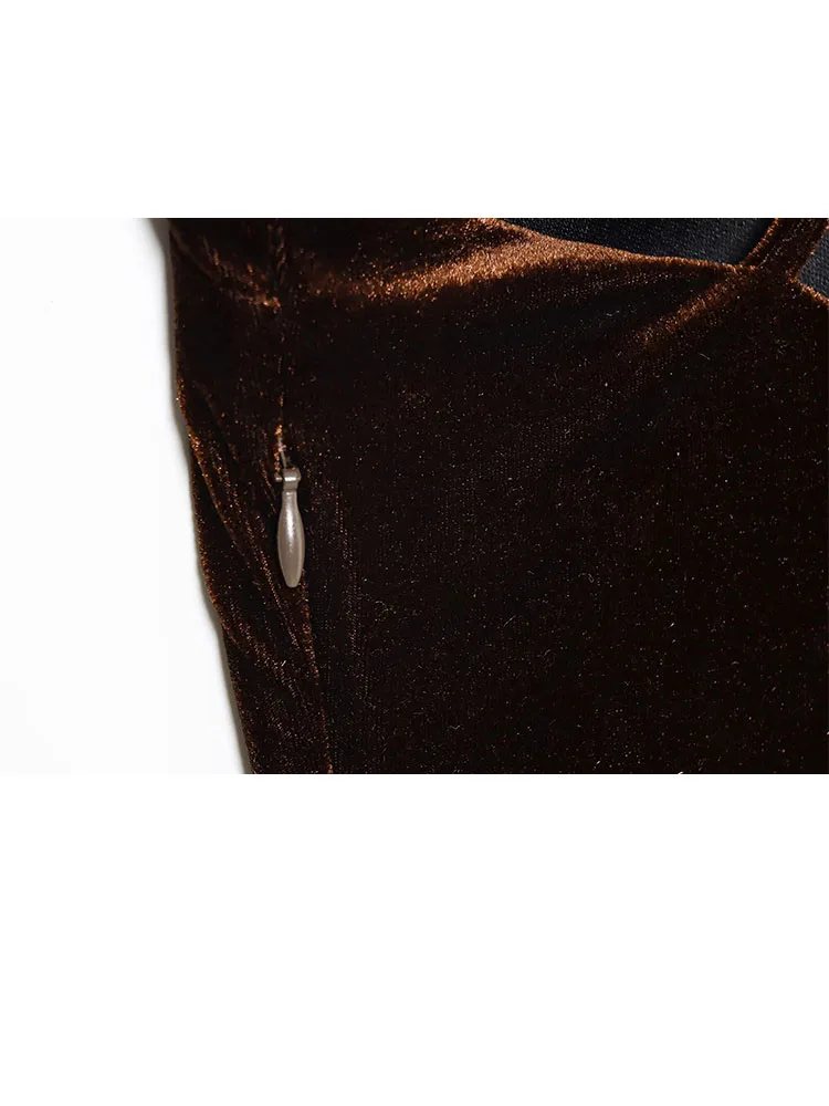 فستان نسائي HH بسحاب جانبي مطوي بدون ظهر وياقة وشاح فستان طويل صيفي أنيق بدون أكمام فساتين منظور لصق #5