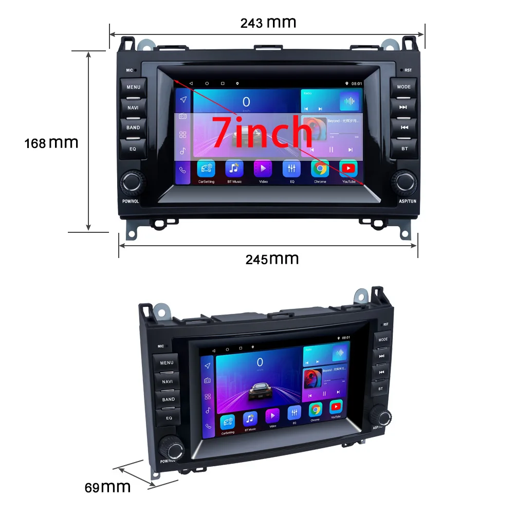 Android 13 Radio Multimedia Wireless Carplay Stereo 2 Din Screen For Mercedes Benz Class B200 W245 W169 W639 2006-2012