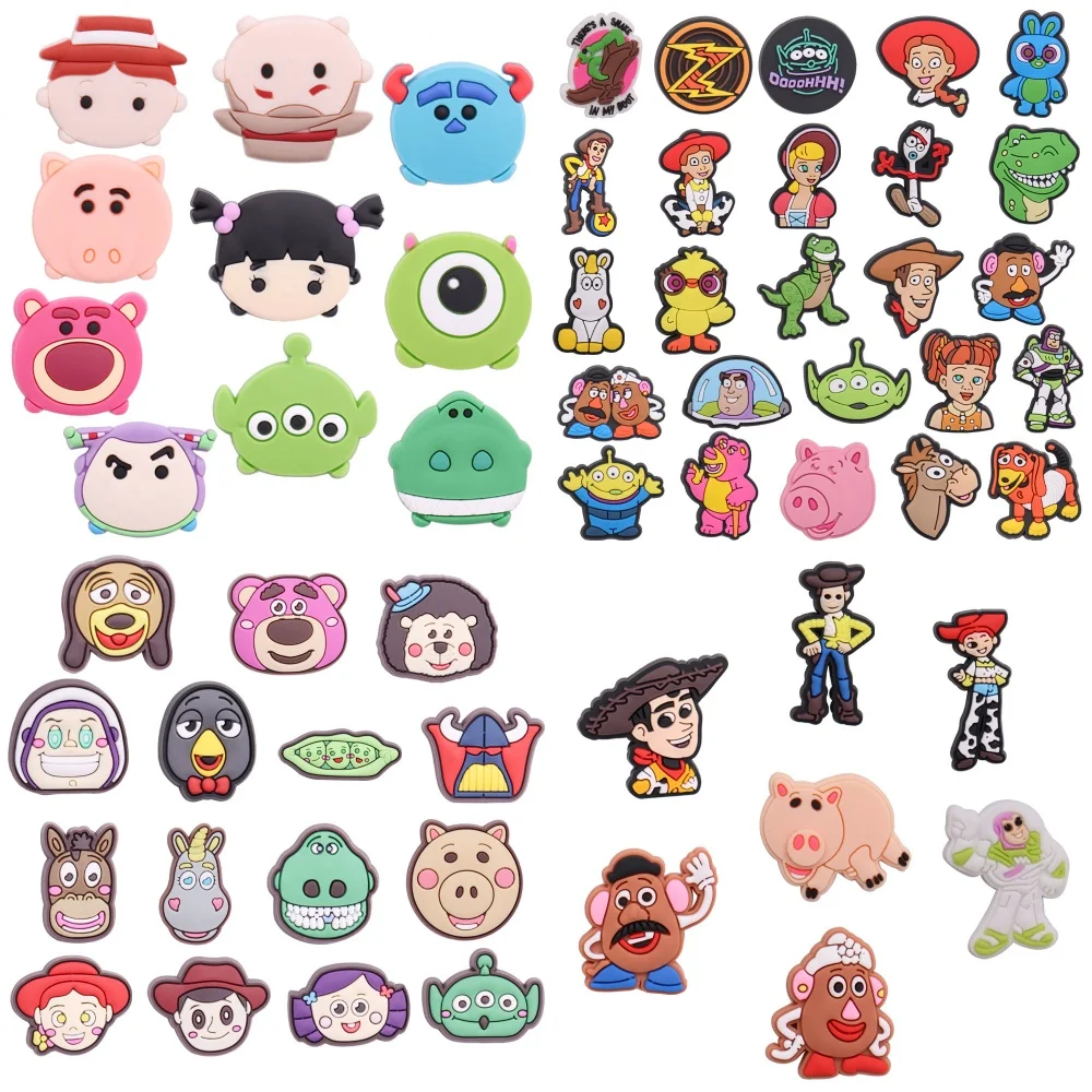 

7-25 шт., Сандалии-сабо с пряжкой из ПВХ «История игрушек Диснея», Базз Лайтер Вуди, сабо, садовая обувь, подвески, украшения для ремешков, подарок для детей