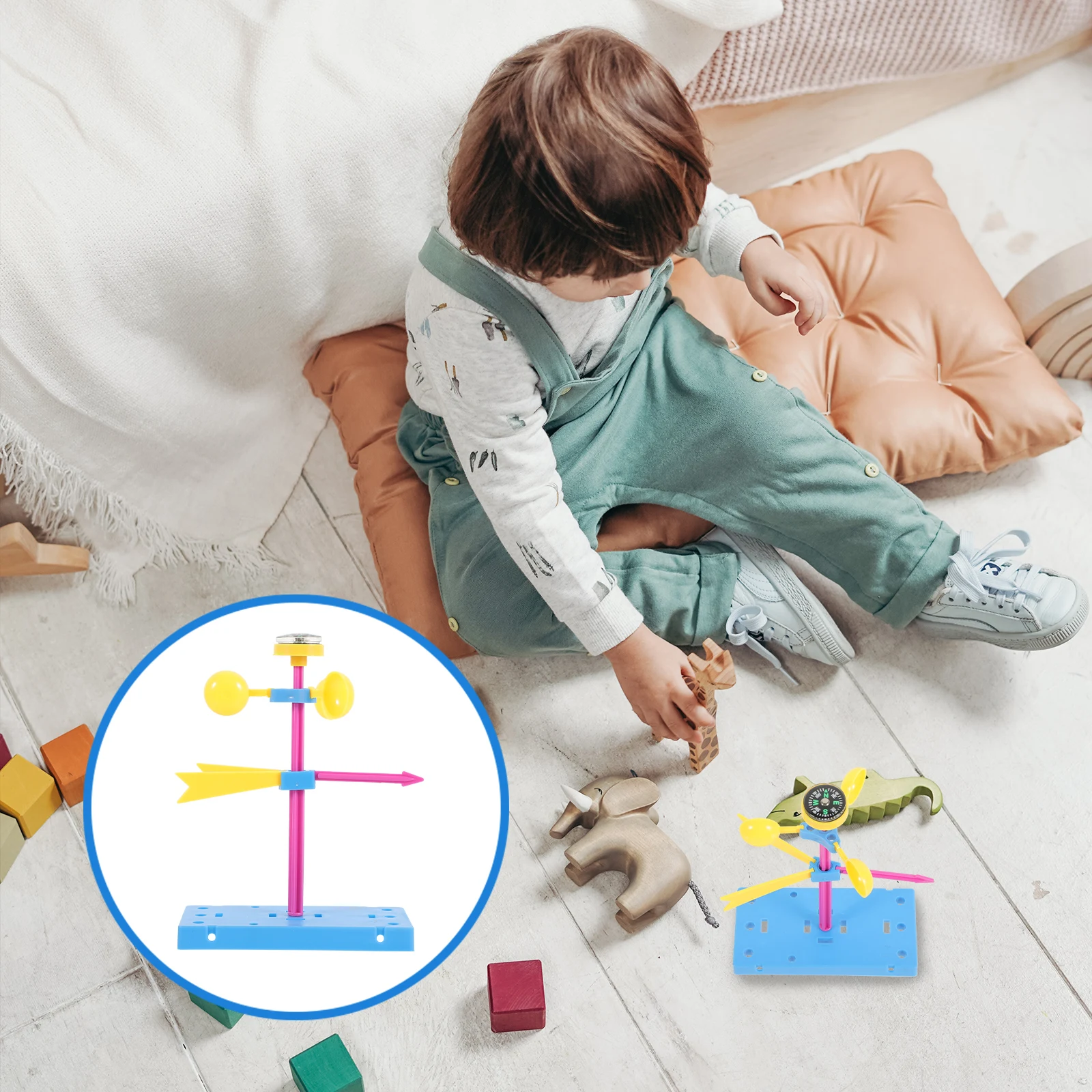 2개입 풍향계 재료 패키지 어린이 과학 실험 키트 조립 장난감 설명서 포함