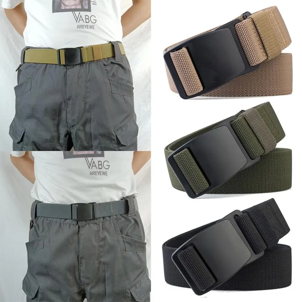 

Quick Release Nylon Elastic Braided Belt Adjustable Casual Plastic Fastener Waist Belt Leisure Luxury Brand Design Canvas Strap