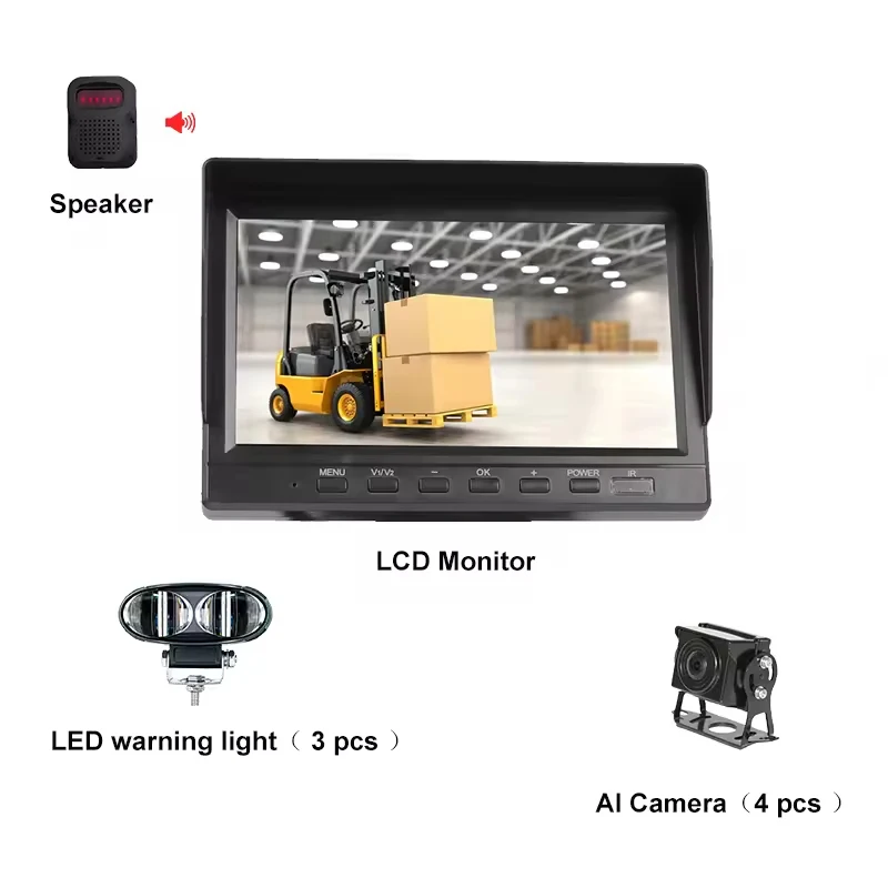 Truck AI Camera System 2-4 Channel BSIS MOIS Kit With Pedestrian And Vehicle Detection Monitoring System For Forklift