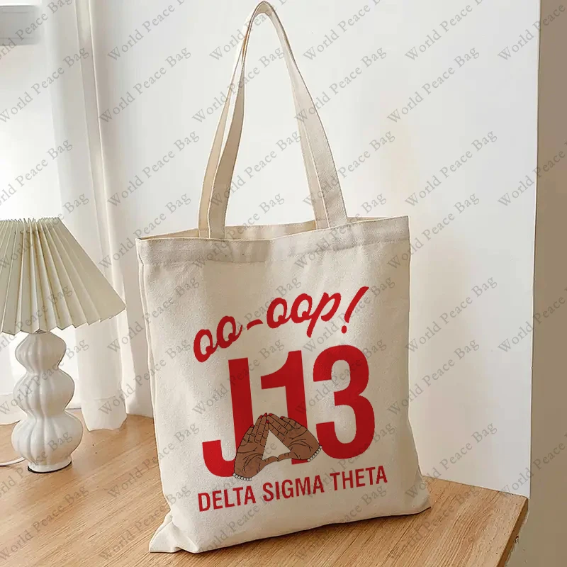 1pc Delta Sigma Theta Sorority, January 13 Founders Day pattern Tote Bag Canvas Shoulder Bag For Travel Daily Commute Women\'s