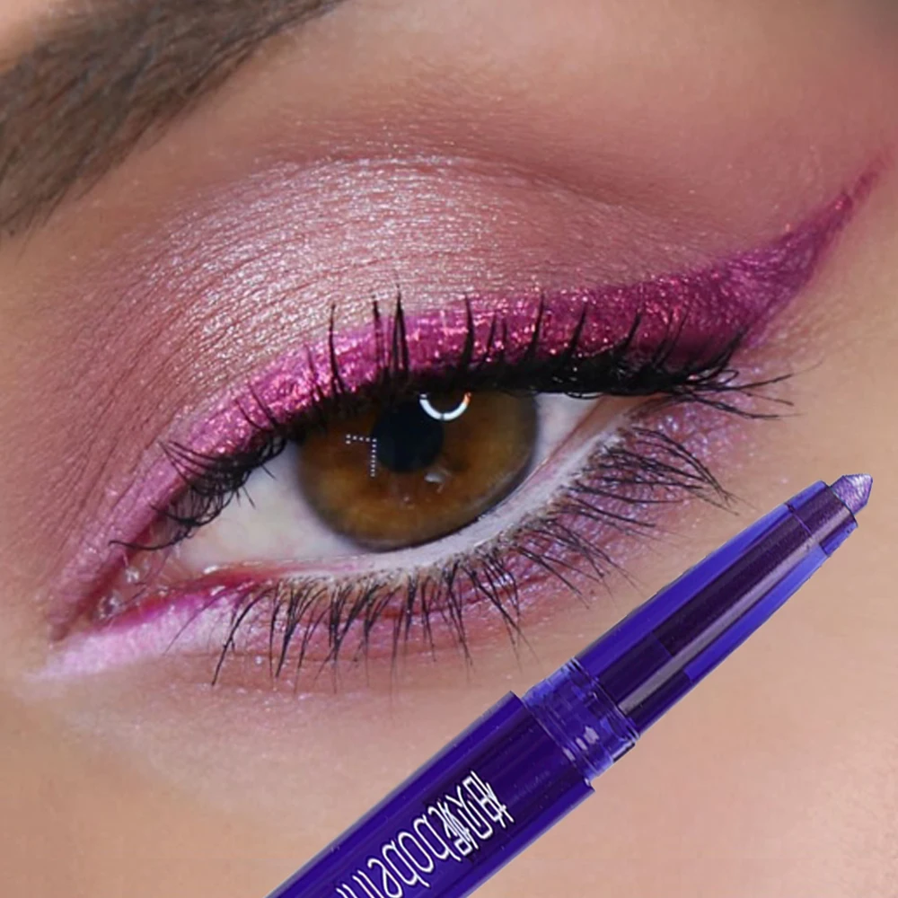 Perłowy różowy cień do powiek Eyeliner ołówek wodoodporny brokat zielony niebieskie oko cień do makijażu Pigment jedwabnik cień do powiek pióro