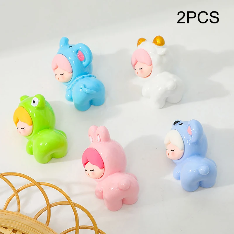 2 PCS Three-dimensional Cute Cartoon Animal Sleeping Butt Doll DIY Cream Glue Jewelry Accessories Keychain Accessories Ornaments