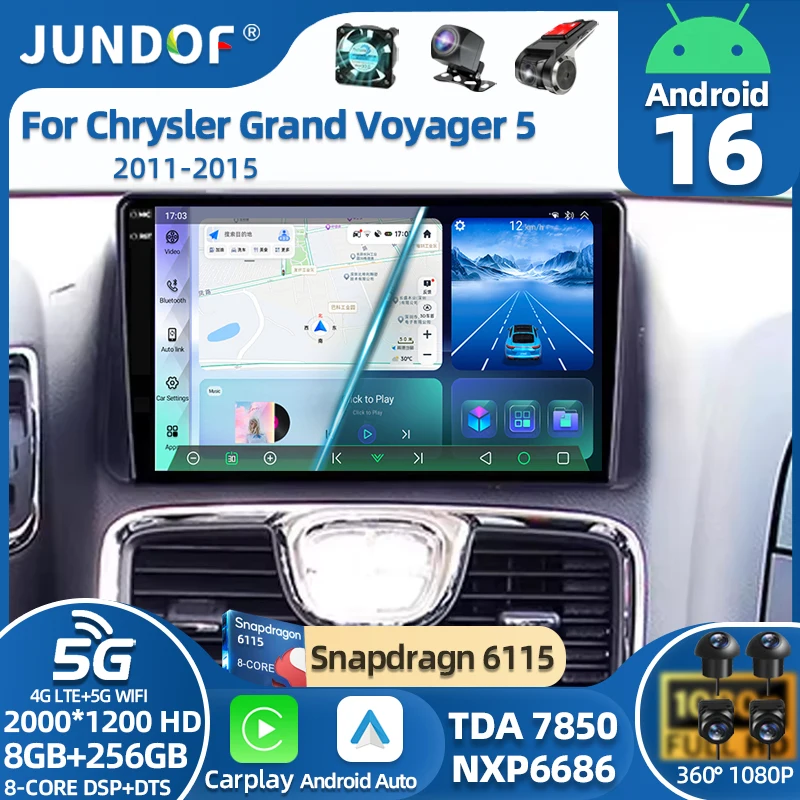 

Android 16 Carplay Car Radio For Chrysler Grand Voyager 5 For Dodge Grand Caravan 2008 2011-2020 GPS Multimedia Stereo Head Unit
