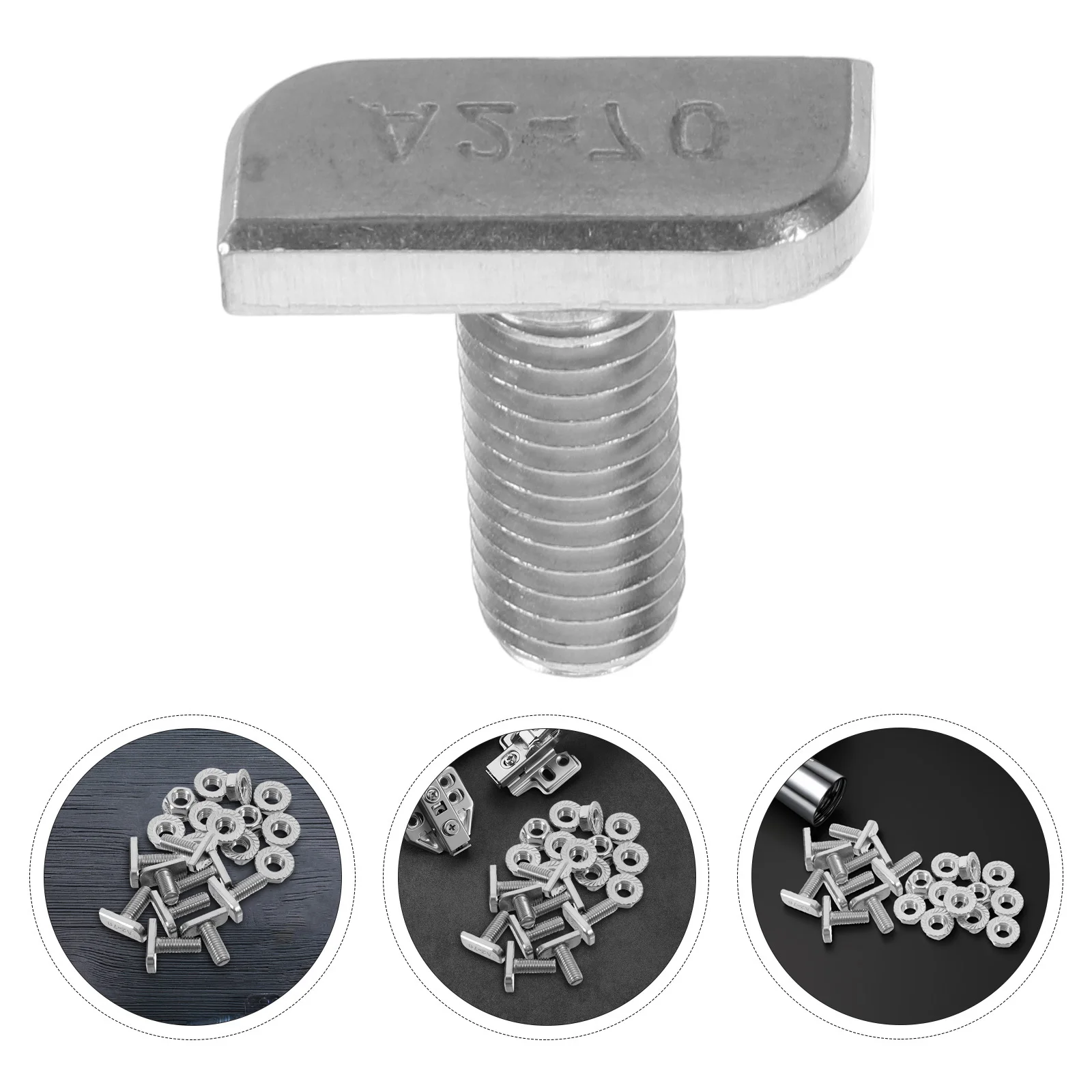 

20Sets Stainless Steel Nut T Slot Hammer Head Bolt Kit Locking Tooth Nut Flange Screws Secure Fit Fully Thread Hex Bolts