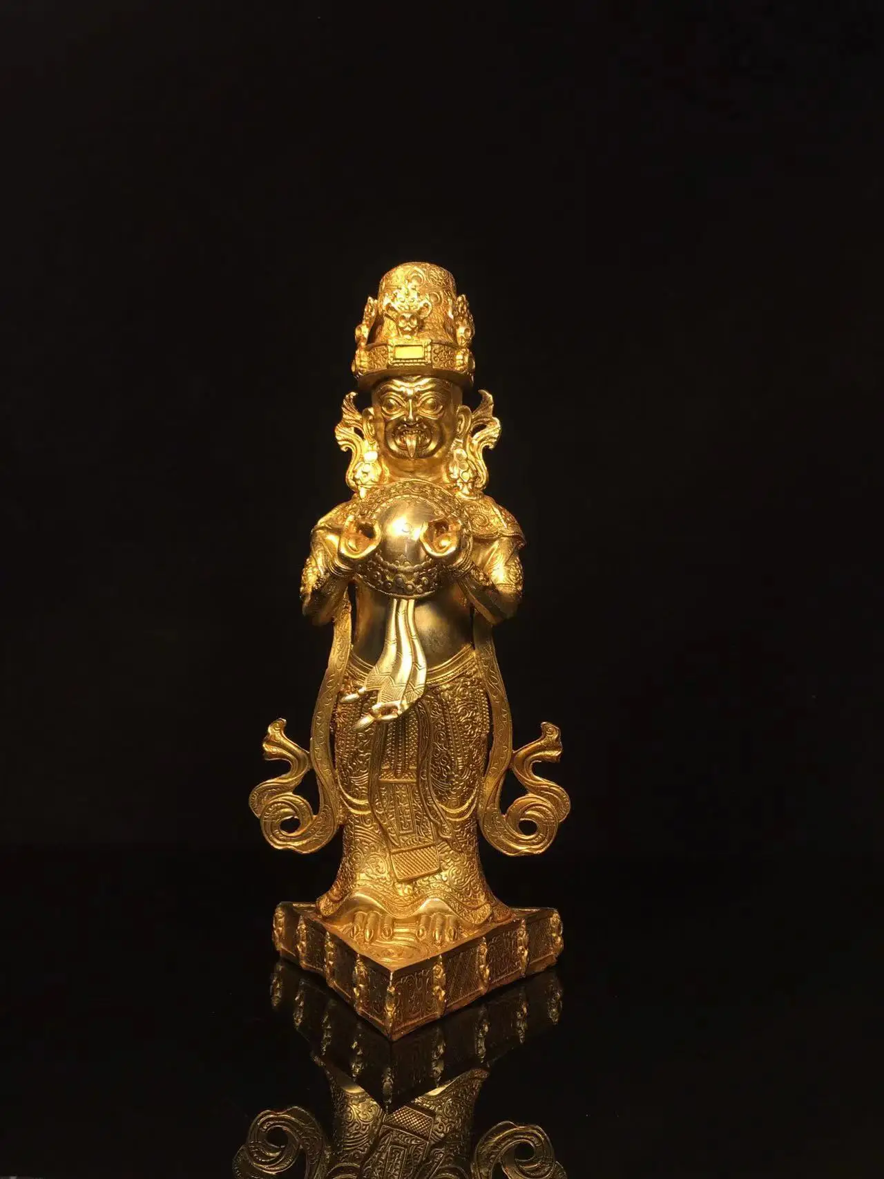 Old Qing Dyansty copper Gilded Copper Clothes Medicine Buddha statue,Handmade