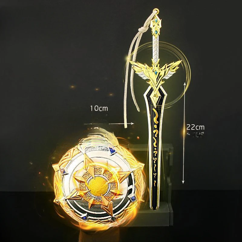 Divine Seal Throne Peripheral Dragon Haochen Light Slash Sword Shield God of Radiance Alloy Model Metal Toy Weapon Ornament