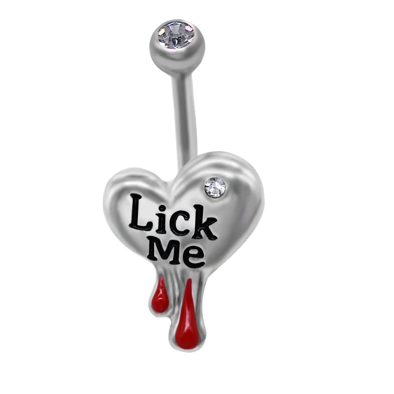 حلقات زر بطن فاسق قوطي للنساء والفتيات ، ثقب السرة ، مجوهرات الجسم ، هدايا الموضة ، قلب ، رسالة ، مثير