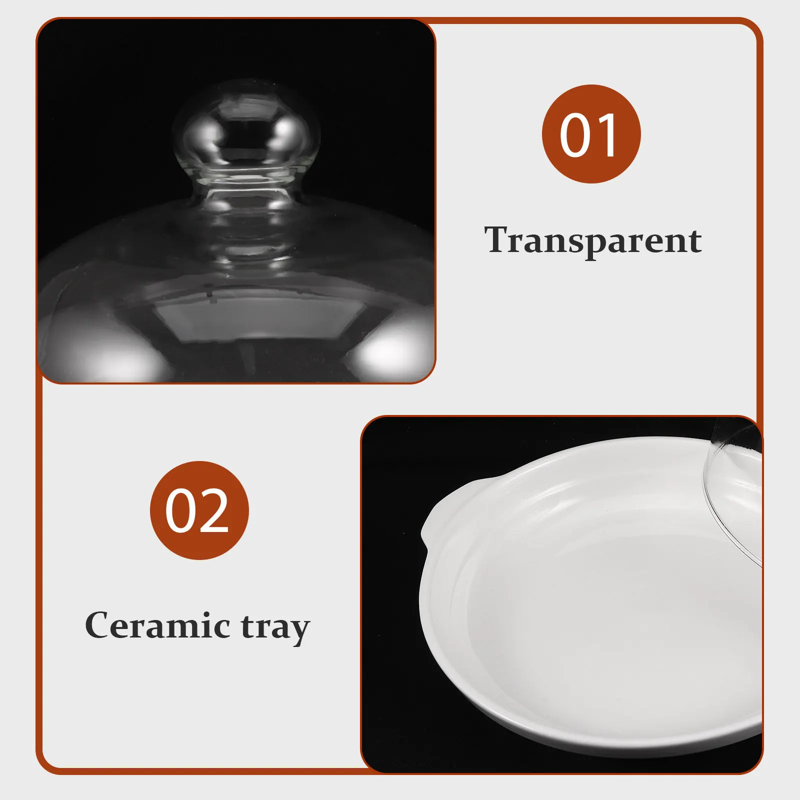 1Set Ceramic Cake Stand Dome Microwave Splatter Cover Glass Food Lid Insulated Heat Resistant Splash Proof Food Cover Lid