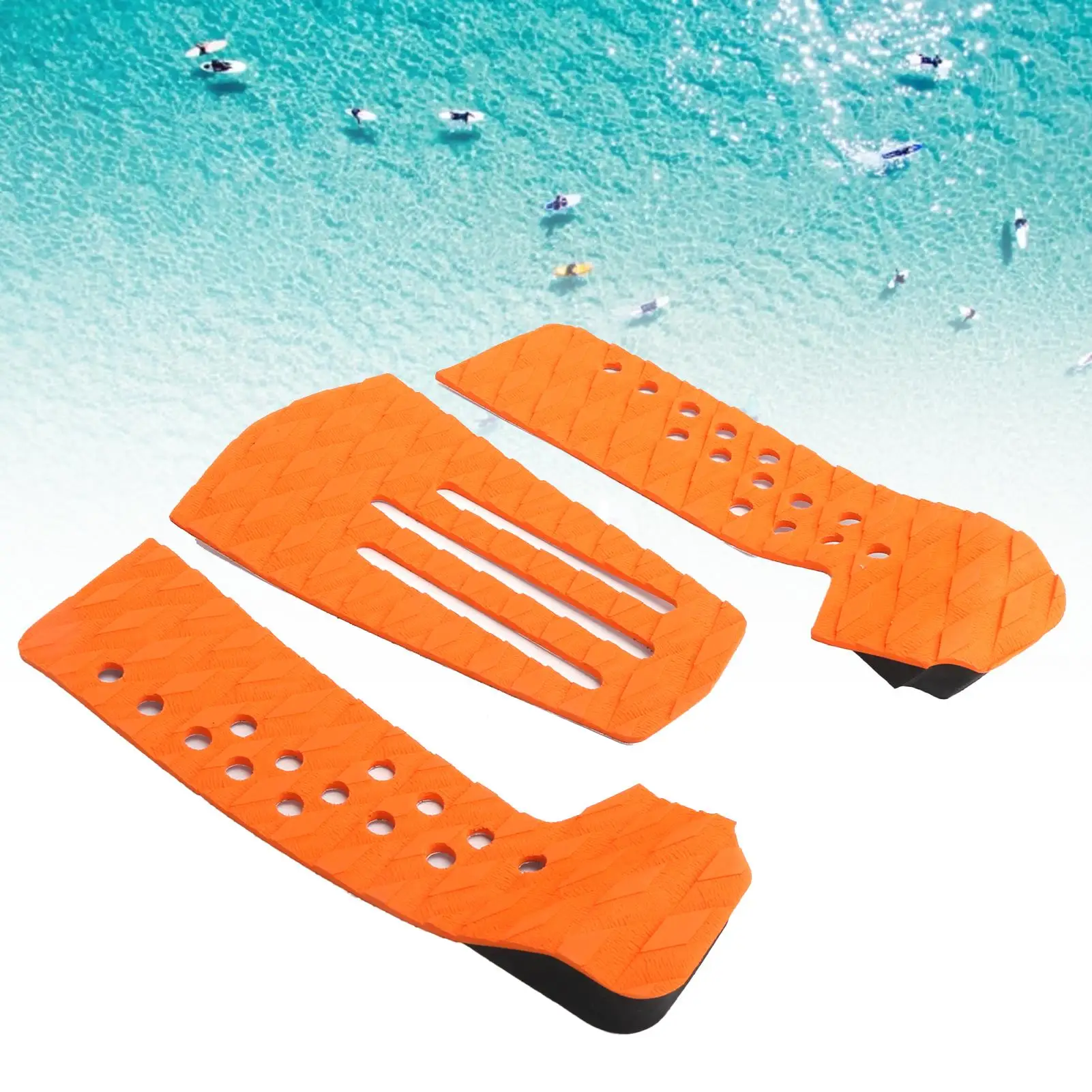 3 Pcs Surfboard Traction Pads - Anti-Skid Moisture-Proof for skimboard Deck Mats Accessories