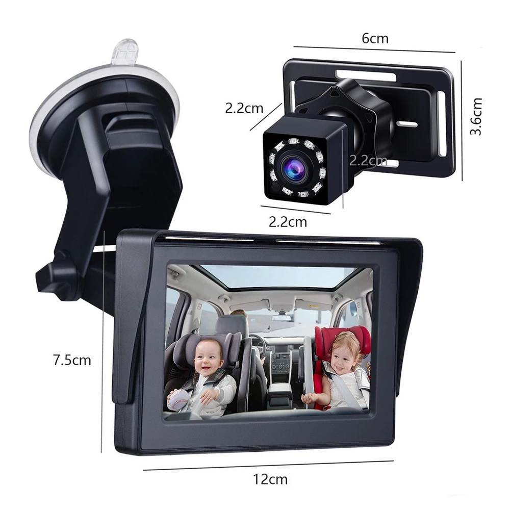 Cámara de visión trasera para bebé, espejo de coche ajustable 360 voltado para bebé, Monitor de visión nocturna infrarroja, regalo de exhibición, novedad