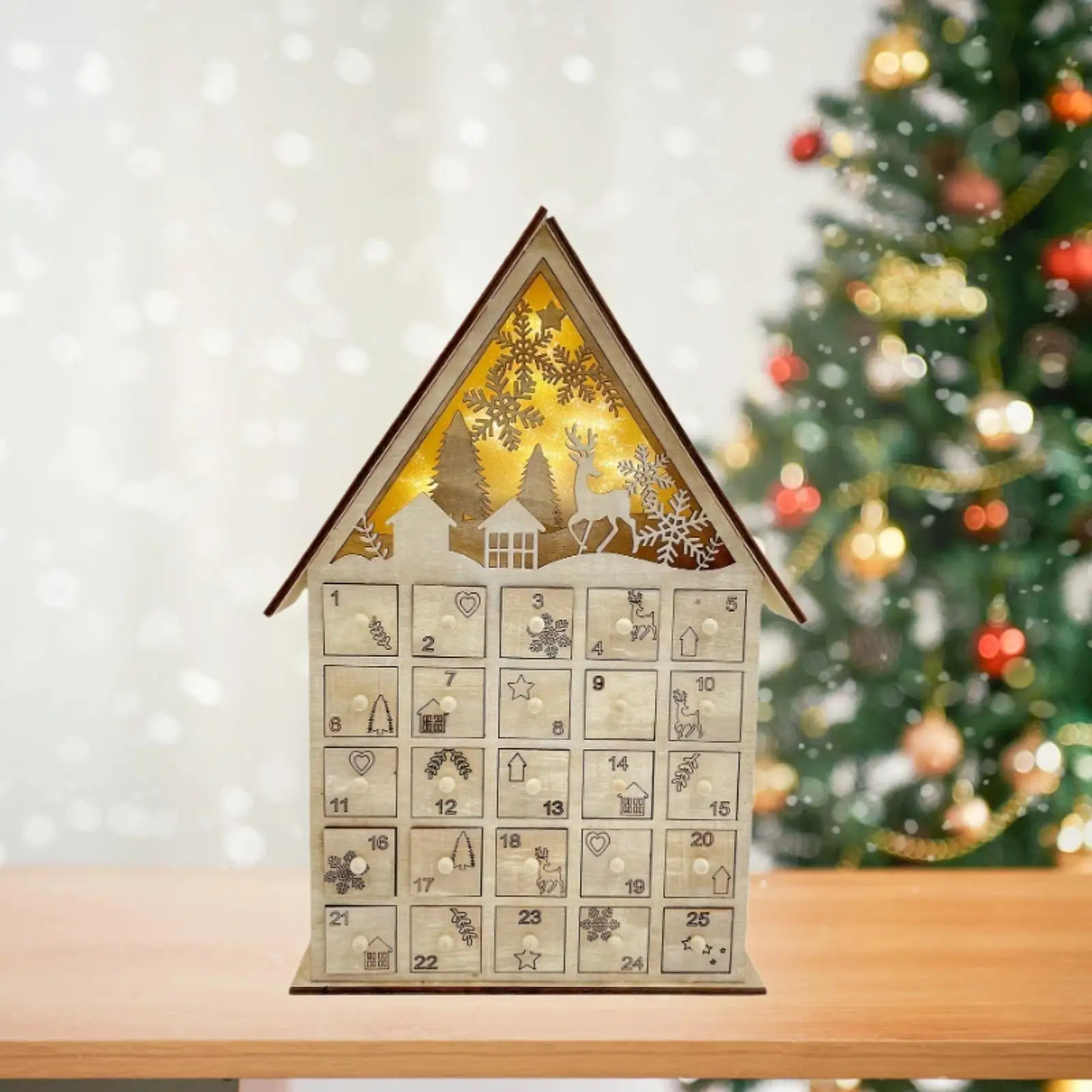 

Рождественский адвент-календарь, адвент-календарь с подсветкой, 2024, рождественское украшение своими руками для праздника, рабочего стола, гостиной