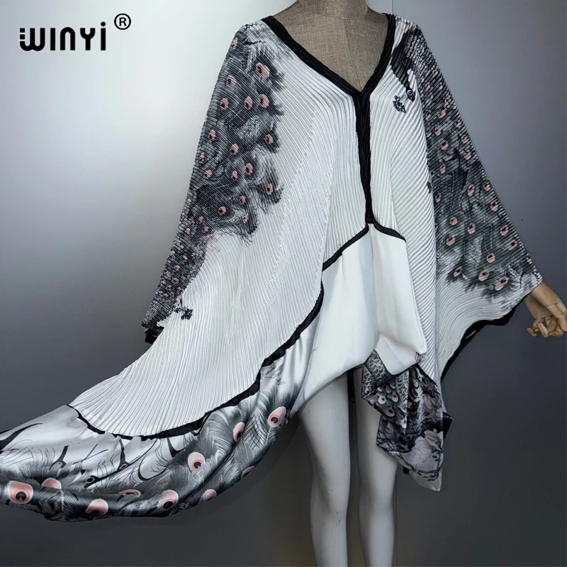 WINYI Summer Africa Pleated Elastic fashion dress Women boho robe luxury party dress holiday beach wear evening dress abaya 5